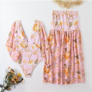 Floral Pink and Orange Women's Intimate Set